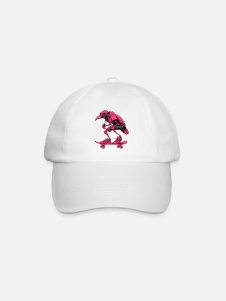 Neon Skater Skelett Vogel - Baseballkappe - Weiß/Weiß