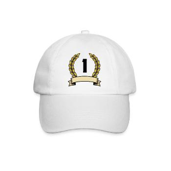 Goldener Lorbeerkranz mit Band 1 - Baseballkappe - Weiß/Weiß - Vorne