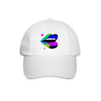 Regenbogen Lippe Graffiti Pop Art - Baseballkappe - Weiß/Weiß - Vorne