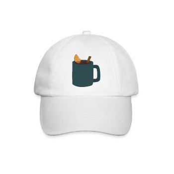 Glühweinbecher Illustration - Baseballkappe - Weiß/Weiß - Vorne