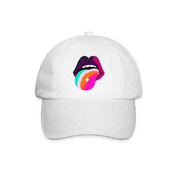 Prismatische Regenbogenzunge Lippen - Baseballkappe - Weiß/Weiß - Vorne
