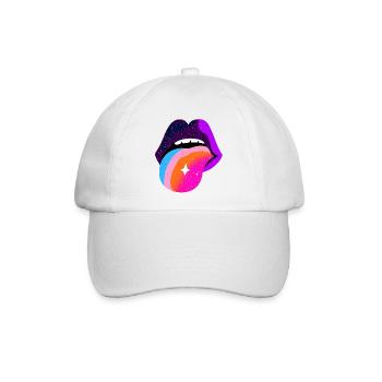 Kosmischer Regenbogen Zungenlippen - Baseballkappe - Weiß/Weiß - Vorne