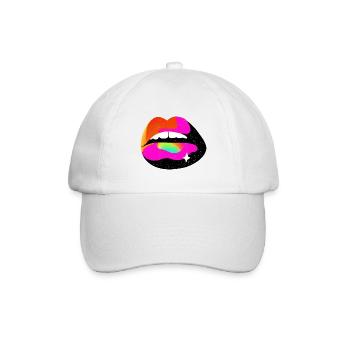 Regenbogen Lippe Pop Art - Baseballkappe - Weiß/Weiß - Vorne