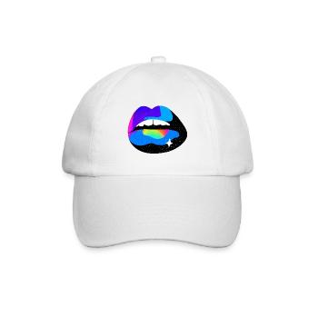 Kosmische Regenbogenlippen - Baseballkappe - Weiß/Weiß - Vorne