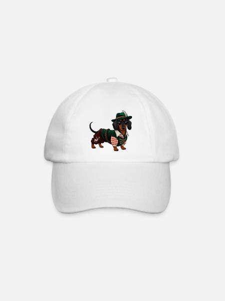 Dackel Bayrische Tracht - Baseballkappe - Weiß/Weiß