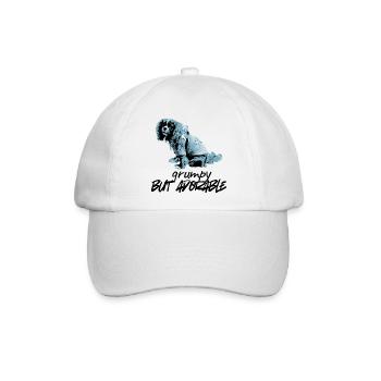 Blaues Hundeporträt im Stencil-Stil - Baseballkappe - Weiß/Weiß - Vorne