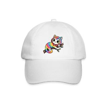 Regenbogen Katze Hoodie am Ast - Baseballkappe - Weiß/Weiß - Vorne