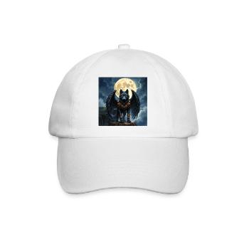 Geflügelter Wolf bei Vollmond - Baseballkappe - Weiß/Weiß - Vorne