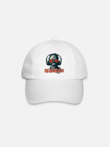 Dead Beats Only – Cooles Zombie Musik Design - Baseballkappe - Weiß/Weiß