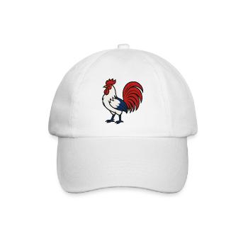 Französischer Hahn - Flagge Farbe Blau Weiß Rot - Baseballkappe - Weiß/Weiß - Vorne
