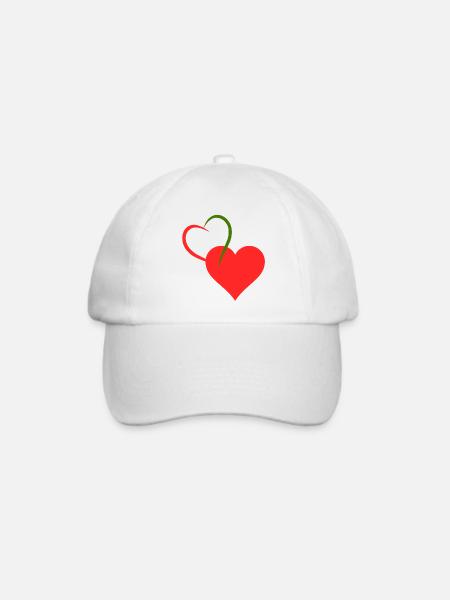 Rotes und grünes Herz - Baseballkappe - Weiß/Weiß