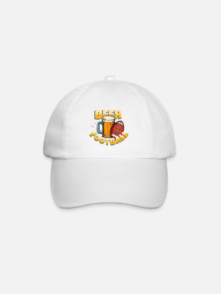 Bier- und Fußball-Mashup - Baseballkappe - Weiß/Weiß