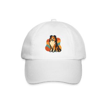 Lebhafter Shetland-Schäferhund Sunburst - Baseballkappe - Weiß/Weiß - Vorne