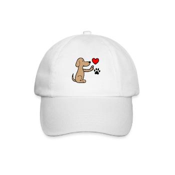Hund mit Herz- und Pfotenabdruck - Baseballkappe - Weiß/Weiß - Vorne