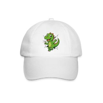Süßer Comic Dino –  Kinder & Dinosaurier Fans - Baseballkappe - Weiß/Weiß - Vorne