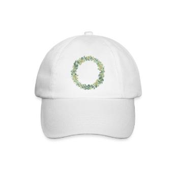 Zarter Weihnachtskranz mit Wintergrün und Beeren - Baseballkappe - Weiß/Weiß - Vorne