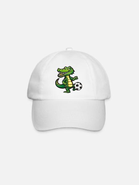 Krokodil Fußballheld Karikatur - Baseballkappe - Weiß/Weiß