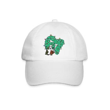 67 Nummern Whimsical Ghost Under Festive Evergreen - Baseballkappe - Weiß/Weiß - Vorne