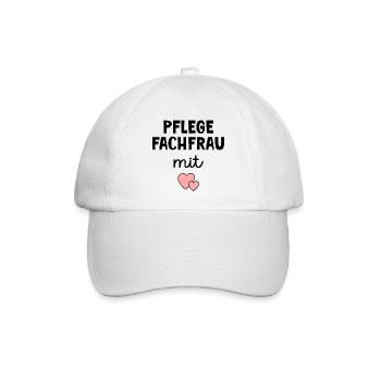 Pflege Pflegefachfrau mit Herz - Baseballkappe - Weiß/Weiß - Vorne
