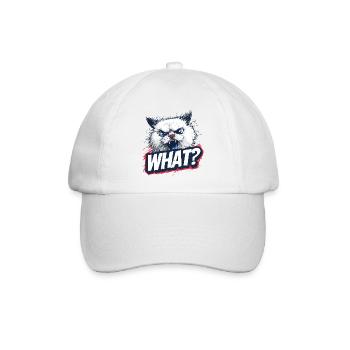 Wütende Katze – What? Design - Baseballkappe - Weiß/Weiß - Vorne