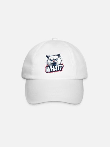 Wütende Katze – What? Design - Baseballkappe - Weiß/Weiß