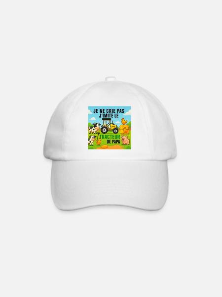 Papas Traktor und bunte Tiere - Baseballkappe - Weiß/Weiß