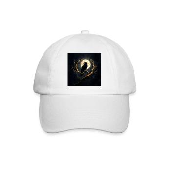 Rabe auf dem beleuchteten Mond - Baseballkappe - Weiß/Weiß - Vorne