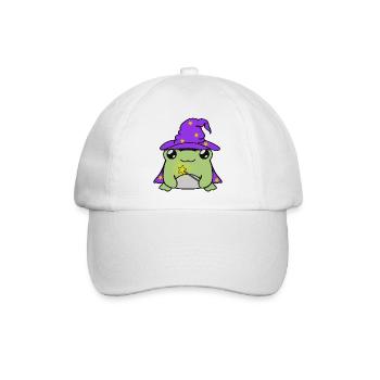 Wizard frog with hat - Baseballkappe - Weiß/Weiß - Vorne