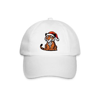 Tiger Weihnachten - Baseballkappe - Weiß/Weiß - Vorne