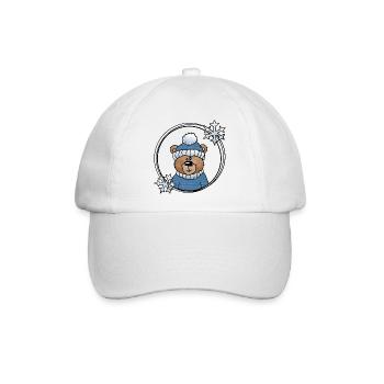 Winterbär in Blau - Baseballkappe - Weiß/Weiß - Vorne