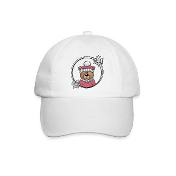Winterbär in Rosa - Baseballkappe - Weiß/Weiß - Vorne