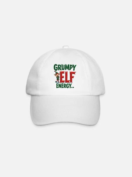 Grumpy Elf Energy Mürrischer Wichtel - Baseballkappe - Weiß/Weiß