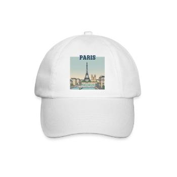 Pariser Skyline-Eiffeldruck - Baseballkappe - Weiß/Weiß - Vorne