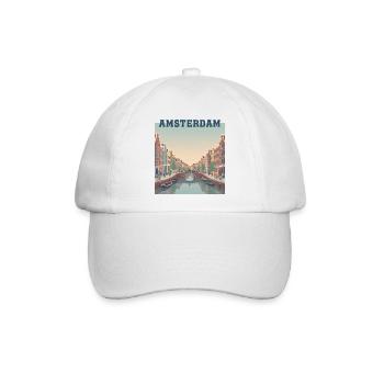 Amsterdamer Kanäle bei Sonnenuntergang - Baseballkappe - Weiß/Weiß - Vorne