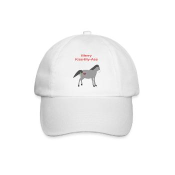 Freches Weihnachtsgrauer Esel küsst meinen Arsch Grafik - Baseballkappe - Weiß/Weiß - Vorne