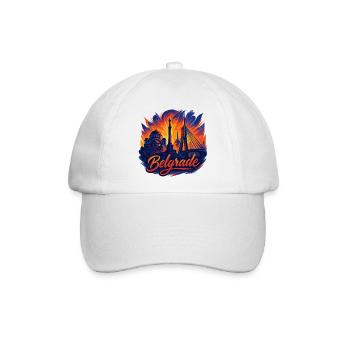 Belgrad Hauptstadt Serbien Silhouette Geschenk - Baseballkappe - Weiß/Weiß - Vorne