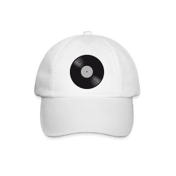 Stilisierte schwarze Vinyl-Schallplatte - Baseballkappe - Weiß/Weiß - Vorne