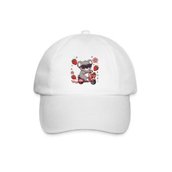 Cooler Koala-Rollerfahrer Kawaii Sommerkunst - Baseballkappe - Weiß/Weiß - Vorne