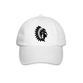 Stolzer Krieger Gesicht mit prächtigem Kopfschmuck - Baseballkappe - Weiß/Weiß - Vorne