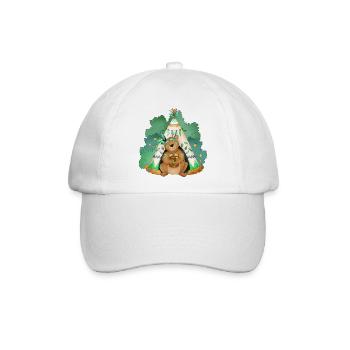 Bär vor seinem Tipi - Baseballkappe - Weiß/Weiß - Vorne