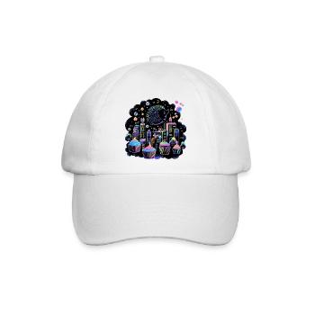 Neon Cupcake Stadt Igel - Baseballkappe - Weiß/Weiß - Vorne