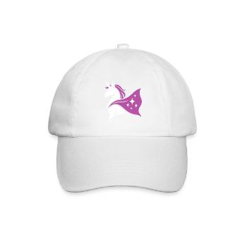 Einhorn mit Umhang, Magie im Herzen - Baseballkappe - Weiß/Weiß - Vorne