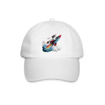 Einhorn Rakete - Baseballkappe - Weiß/Weiß - Vorne