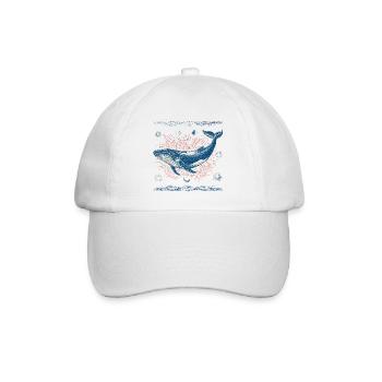 Mystischer Retro-Wal im Kosmos - Baseballkappe - Weiß/Weiß - Vorne