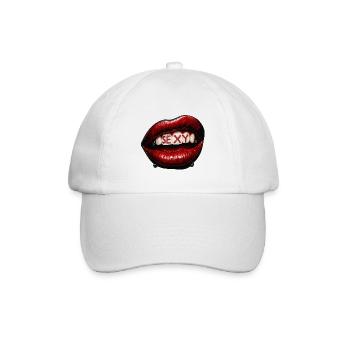 Lippen mit Perlenbuchstaben - Baseballkappe - Weiß/Weiß - Vorne