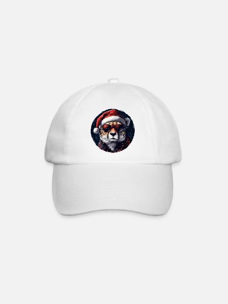 Leopard Santa mit Sonnenbrille - Baseballkappe - Weiß/Weiß