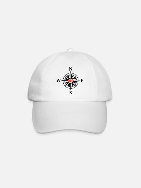 Kompassrose und Natur (Schwarz) - Baseballkappe - Weiß/Weiß