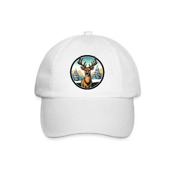 Hirsche Winter Style - Baseballkappe - Weiß/Weiß - Vorne