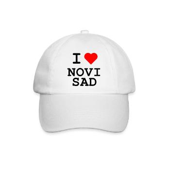 Ich liebe Novi Sad - I love Novi Sad - Baseballkappe - Weiß/Weiß - Vorne