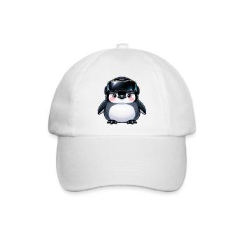 VR-Pinguin mit Headset - Baseballkappe - Weiß/Weiß - Vorne